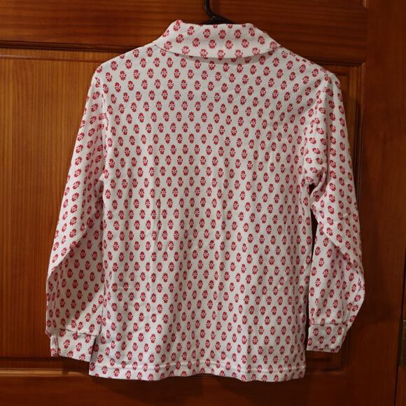 Opportunities Vintage 90s Red White Floral Turtleneck Long Sleeve Top Medium - Picture 7 of 11